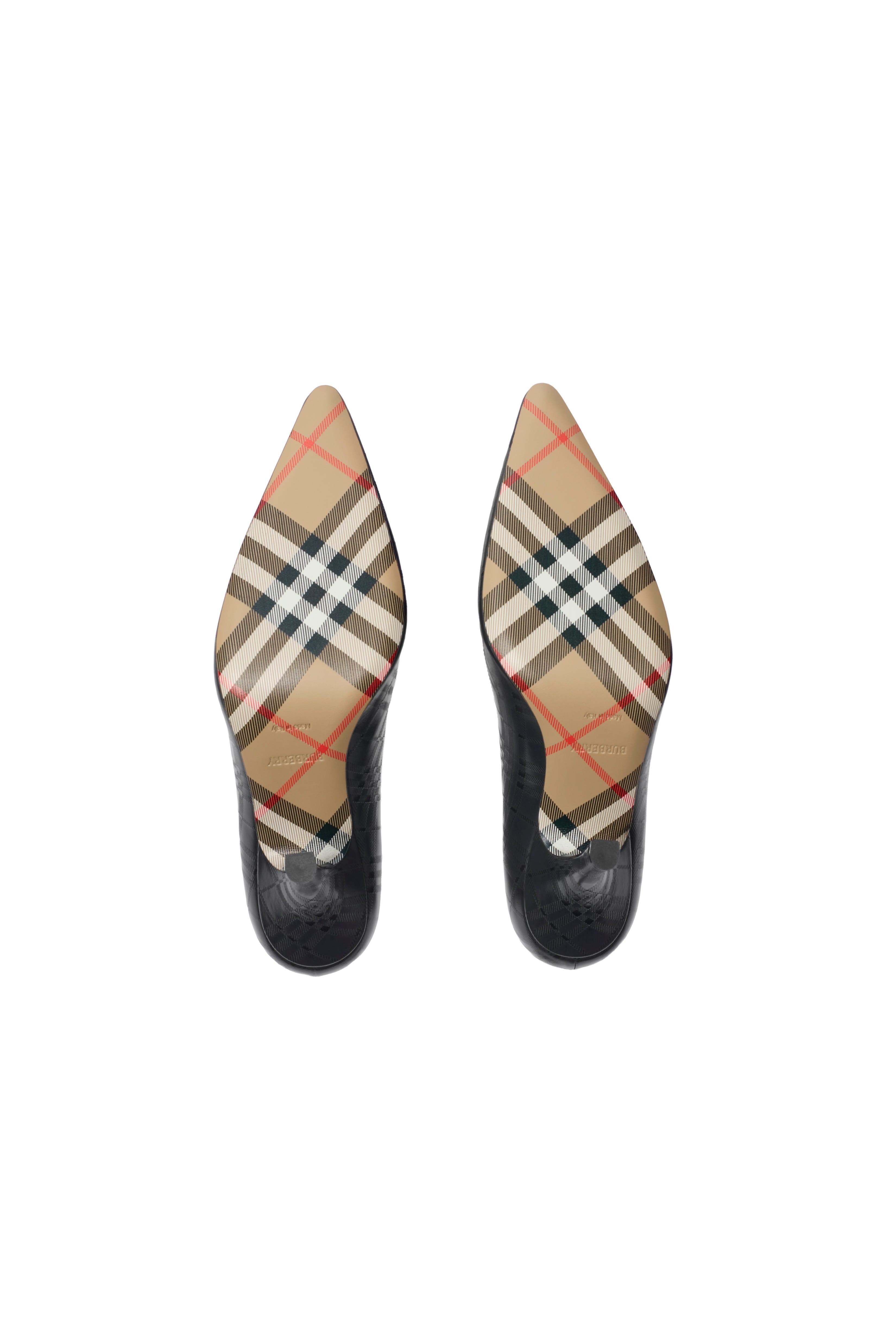 Burberry Check Leather Dame High Pumps, Alternate, color, Black