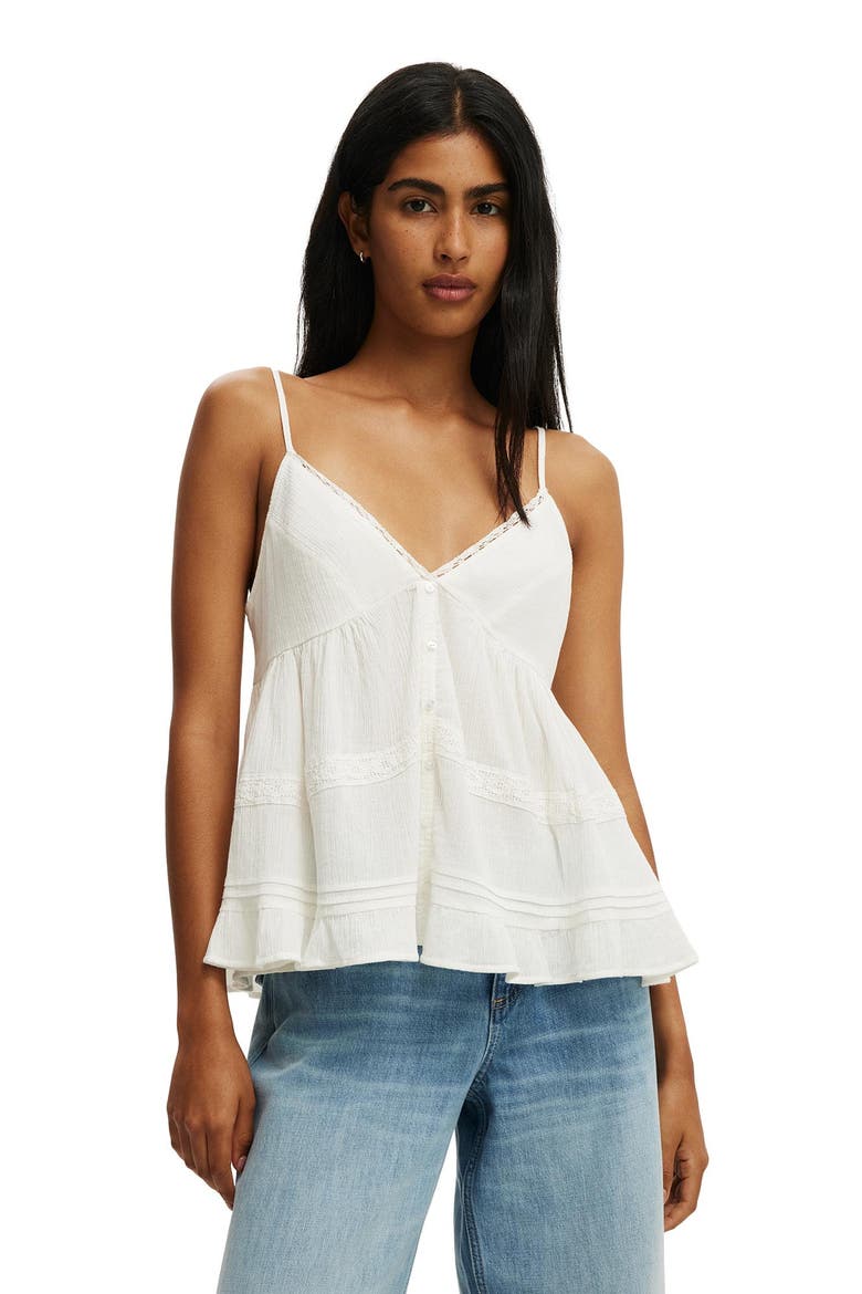 Women's Billie Lace Babydoll Cami, Main, color, Gardenia