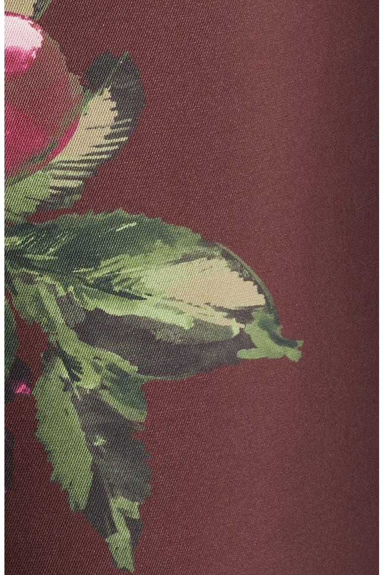 Floral Print Sleeveless Satin Gown, Alternate, color, WINE MULTI