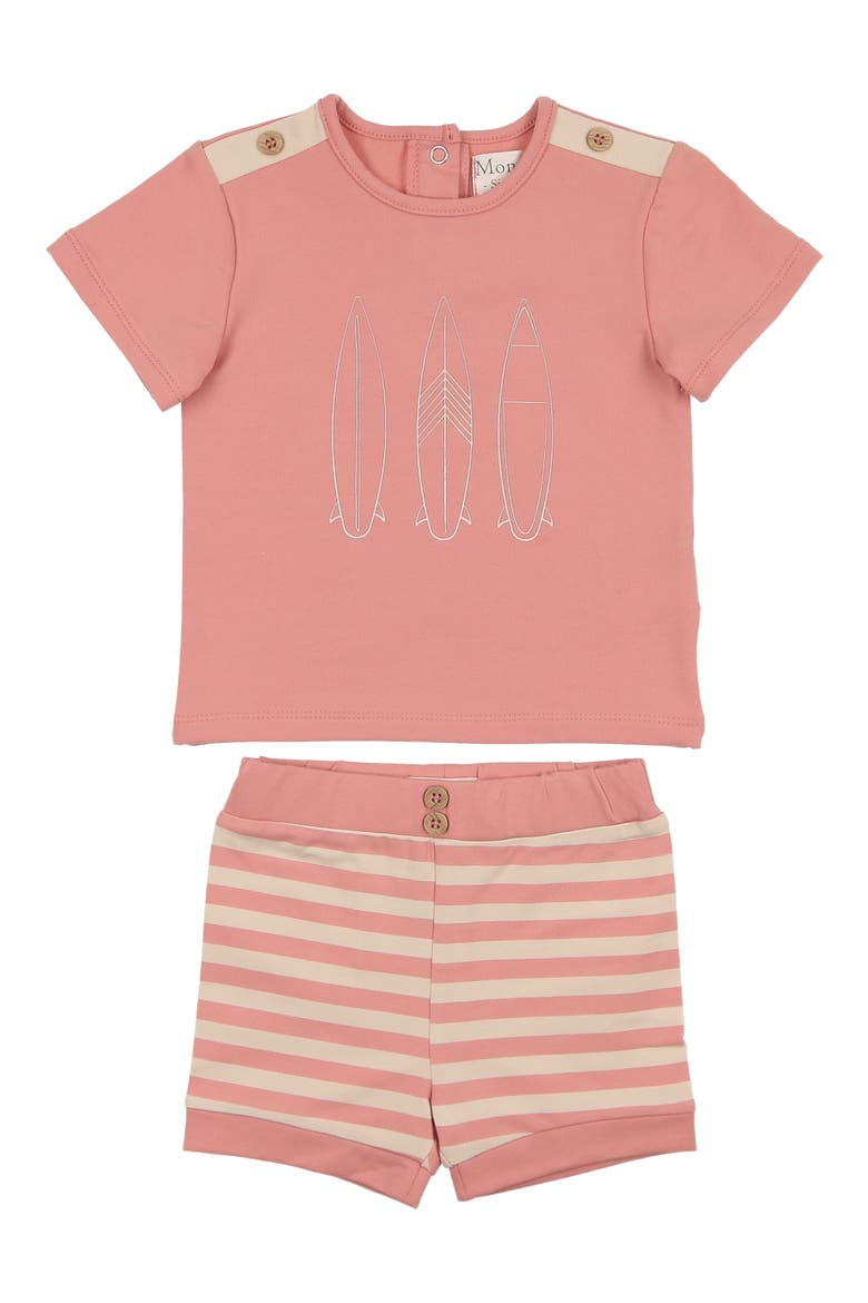 Kids' Island Stripe Shirt & Shorts Set, Main, color, SALMON
