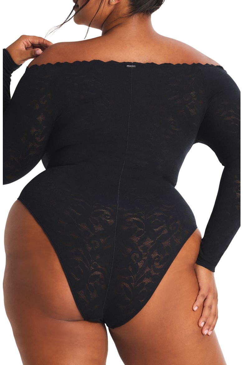 Lacy Dreams Pajama Bodysuit, Alternate, color, BLACK CAVIAR