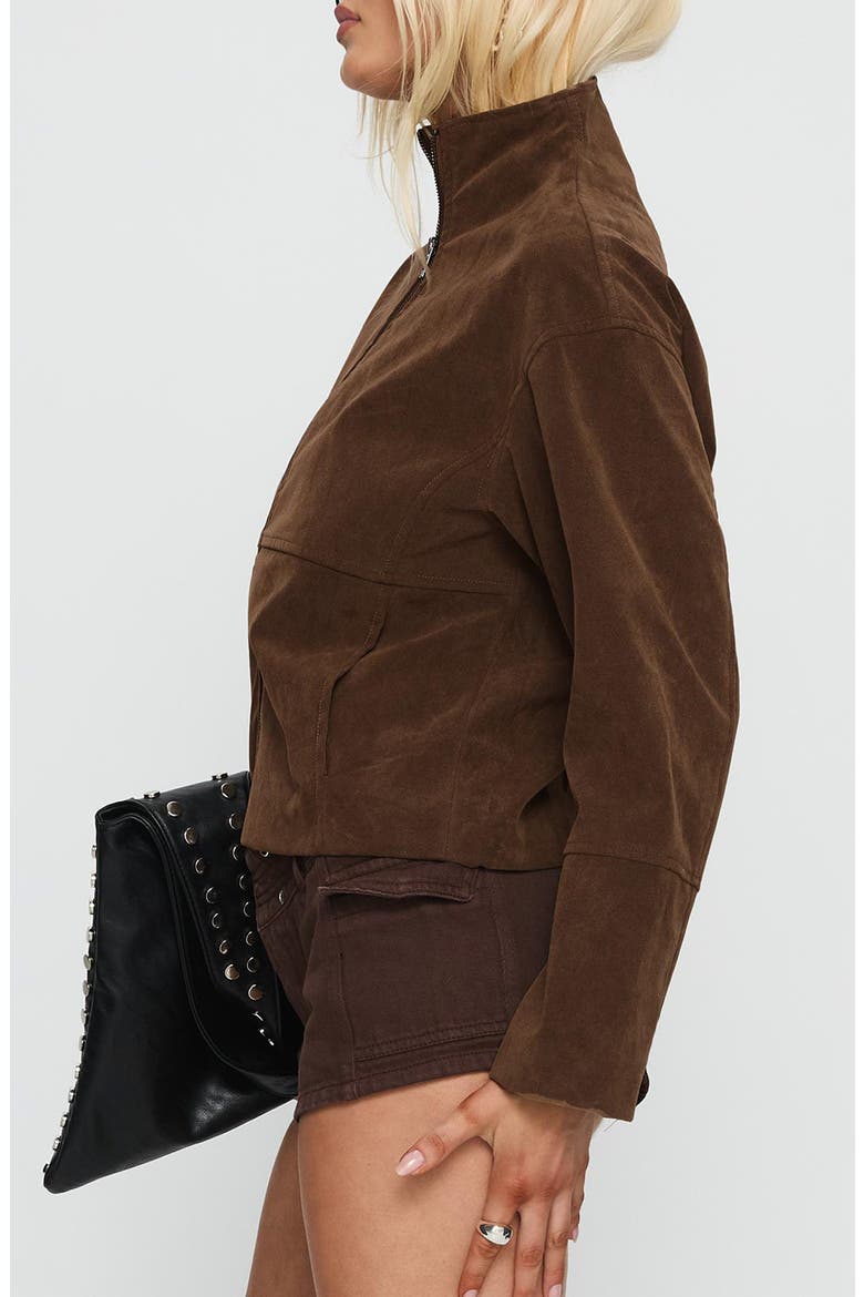 Jessalynn Faux Suede Full Zip Jacket, Alternate, color, BROWN