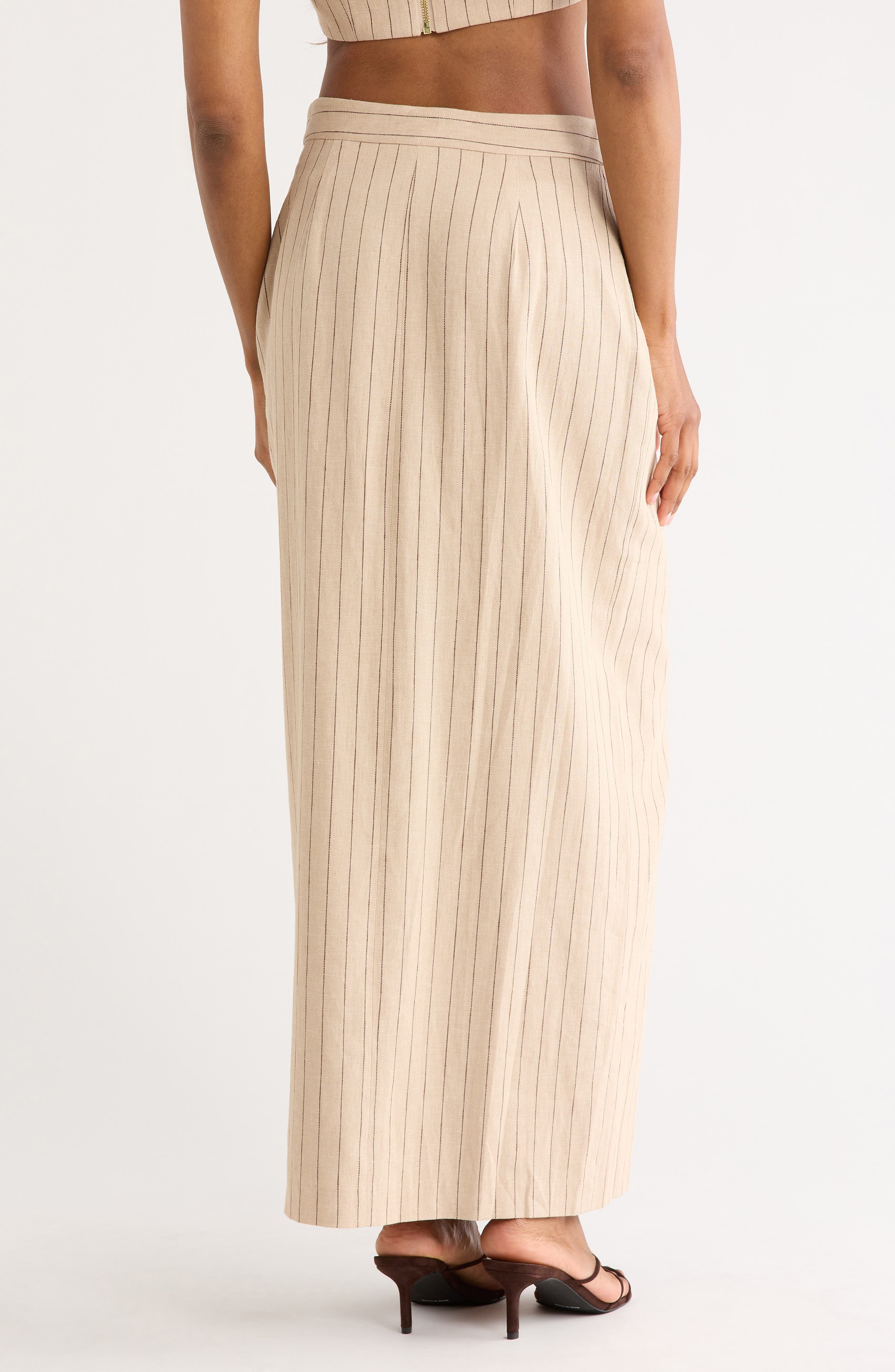 Maceline Pinstripe Linen Blend Maxi Skirt - image 2