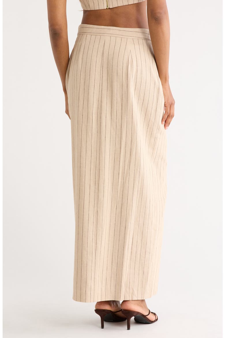 Maceline Pinstripe Linen Blend Maxi Skirt, Alternate, color, TAN/ BROWN PINSTRIPE