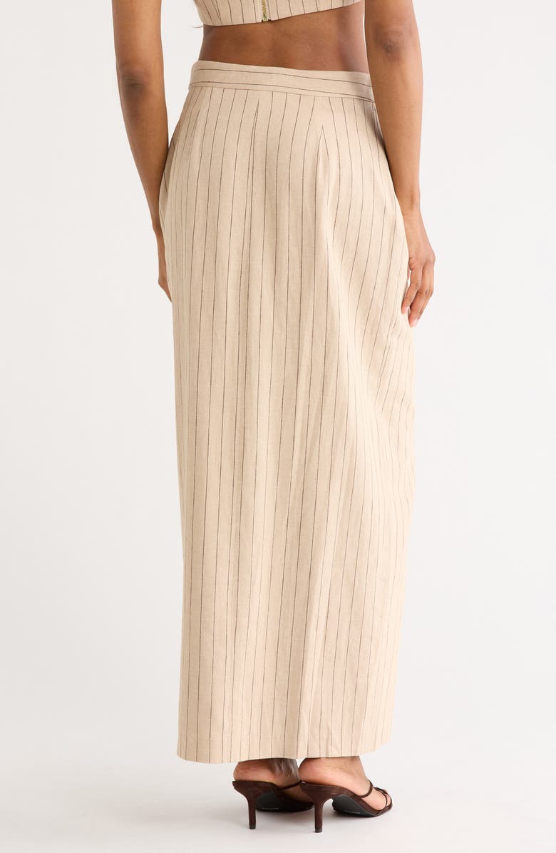 L'AGENCE Maceline Pinstripe Linen Blend Maxi Skirt, Alternate, color, Tan/ Brown Pinstripe