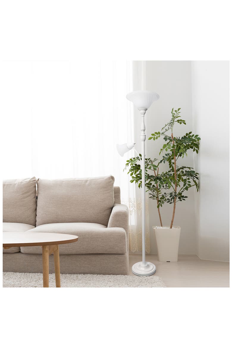 Torchiere Floor Lamp, Alternate, color, WHITE/ WHITE SHADES