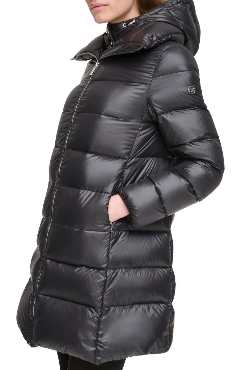 Calvin Klein Water Resistant Packable Hooded Puffer Coat with Removable Bib Insert, Alternate, color,