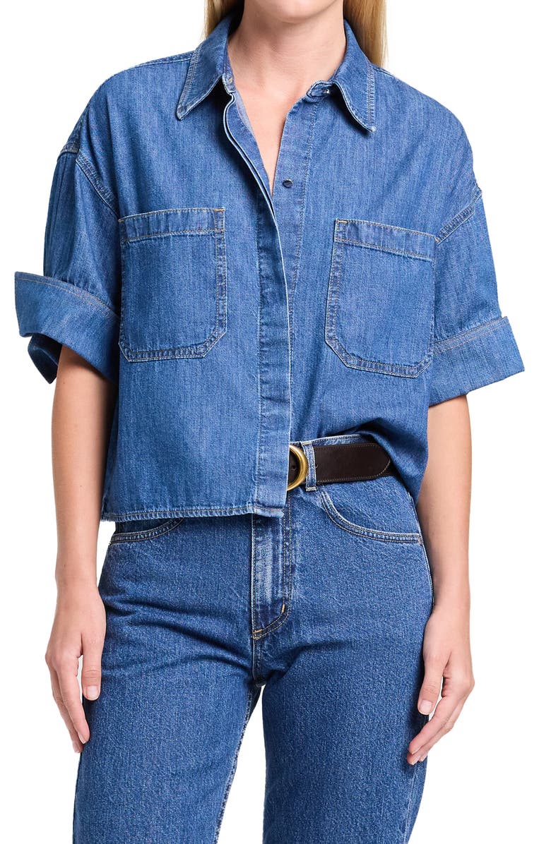 TWP My Newest Mistake Denim Button-Up Shirt, Main, color, Paris