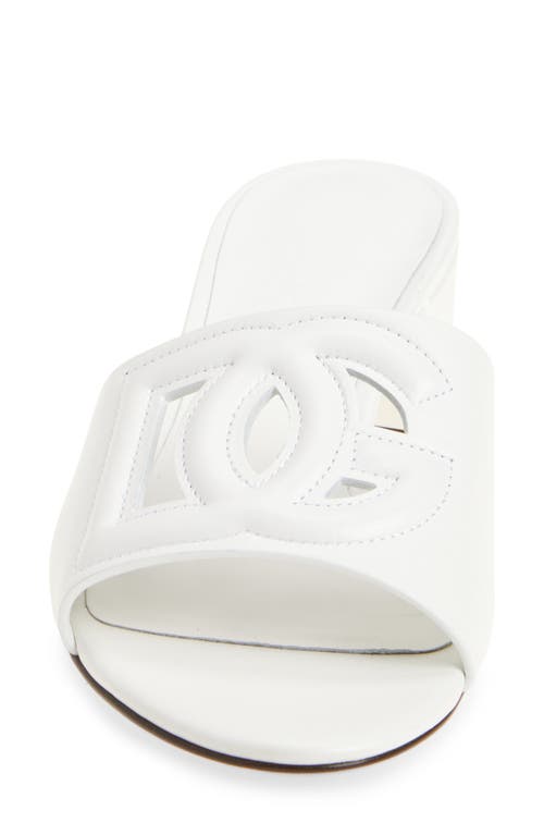 Dolce & Gabbana White Mules With Low Heel And Dg Millennials Detail In Smooth Leather Woman In 80001 Bianco