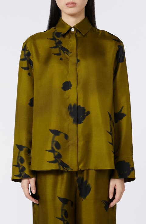 Eraclea Abstract Print Silk Button-Up Shirt