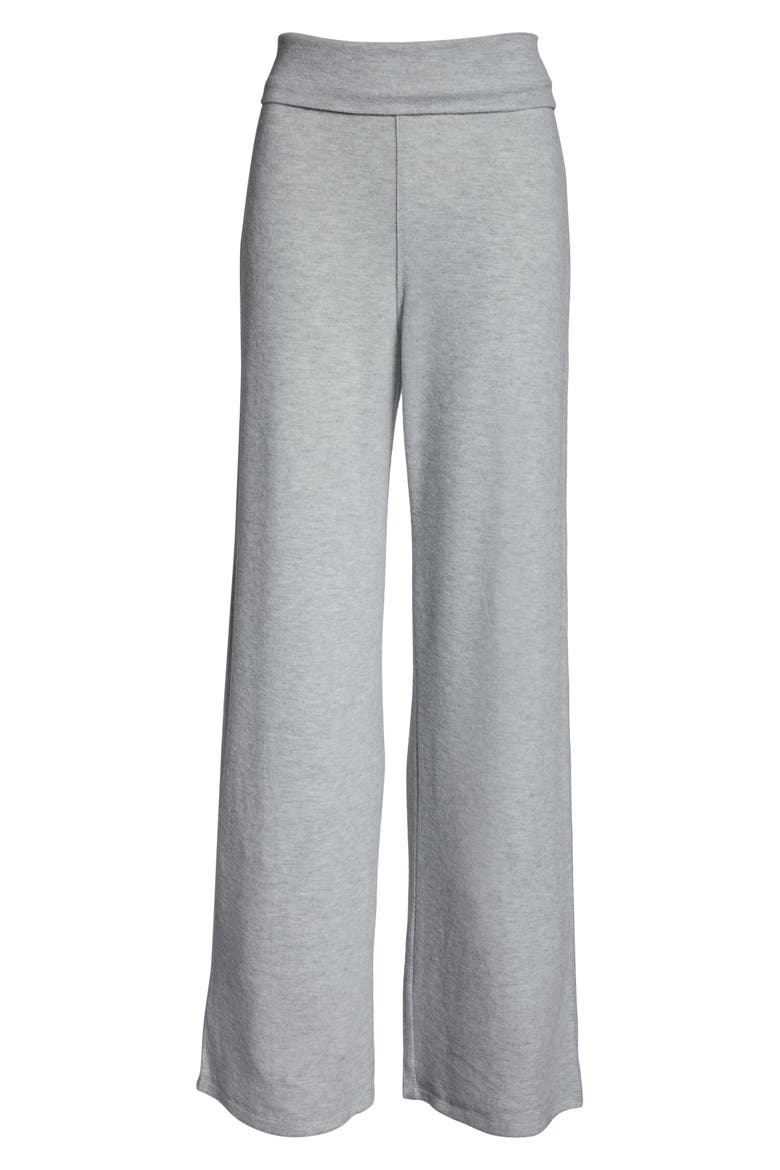 Foldover Wide Leg Lounge Pants, Alternate, color, GREY