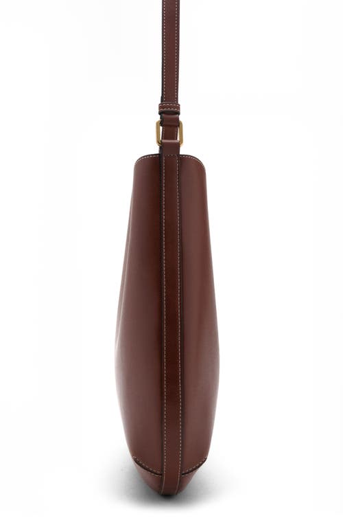 Mango Large Oval Faux Leather Shoulder Bag In Brown