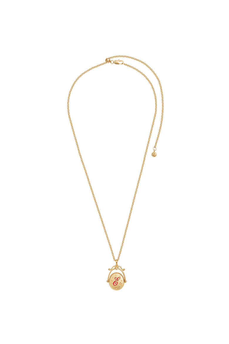 E Initial Echinacea Gold Spinner Chain Necklace, Alternate, color, Gold