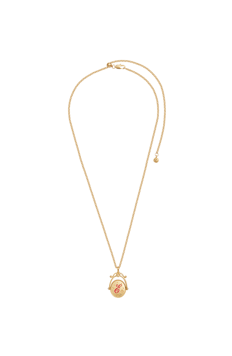 Fable England E Initial Echinacea Gold Spinner Chain Necklace, Alternate, color, Gold