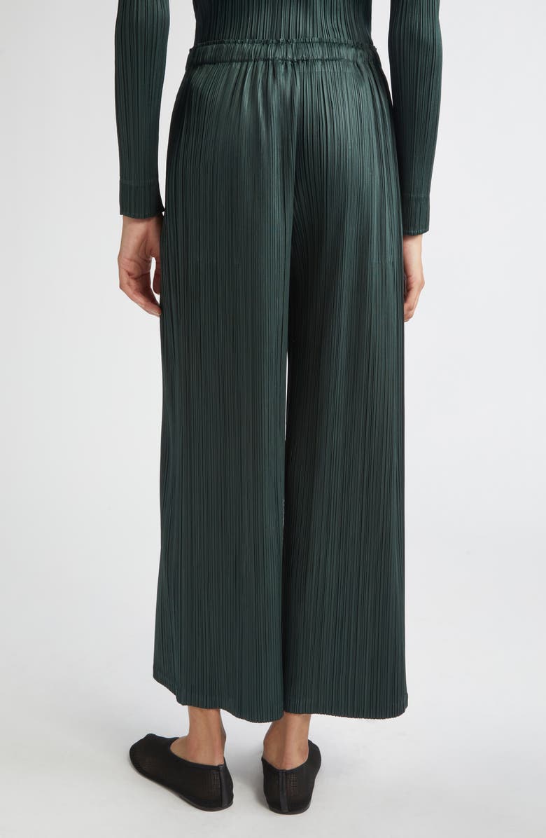 Pleats Please Issey Miyake Monthly Colors December Pleated Crop Wide Leg Pants, Alternate, color, Forest Green
