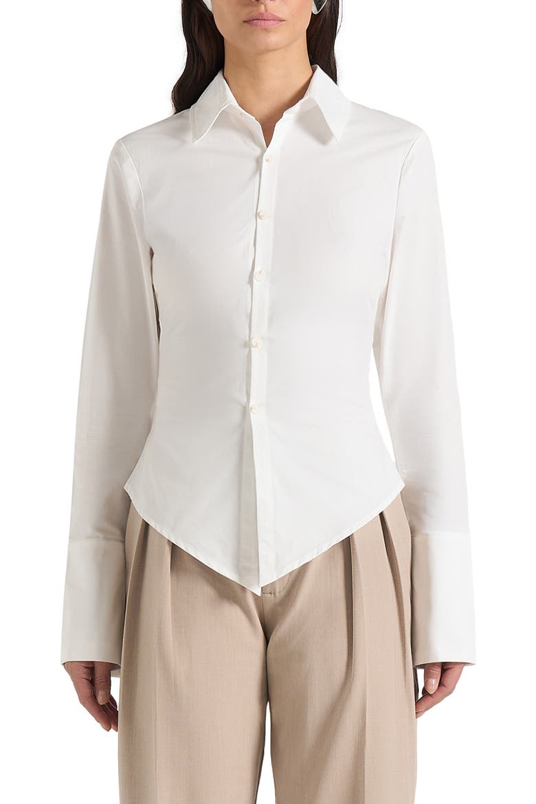 Sonia Tailored Cotton Cinch Shirt, Alternate, color, Off White