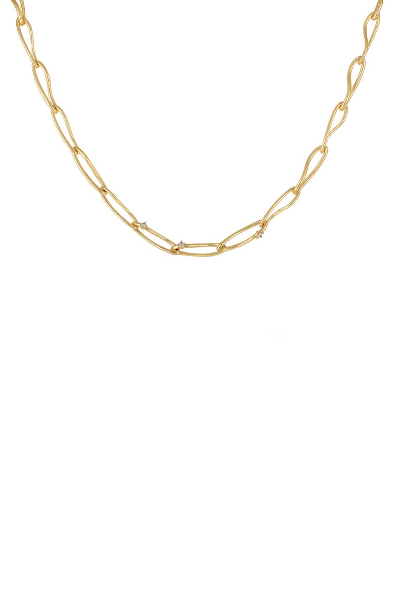 Cubic Zirconia Chain Link Collar Necklace, Main, color, GOLDTONED