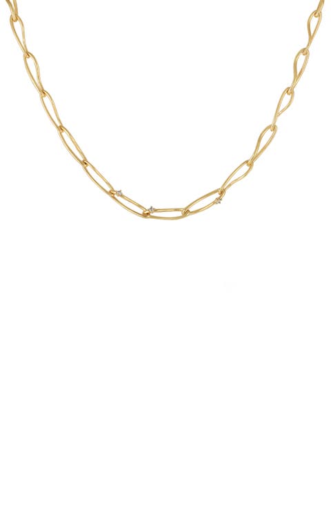Cubic Zirconia Chain Link Collar Necklace