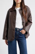 Rails Luis Faux Leather Jacket with Faux Shearling Collar