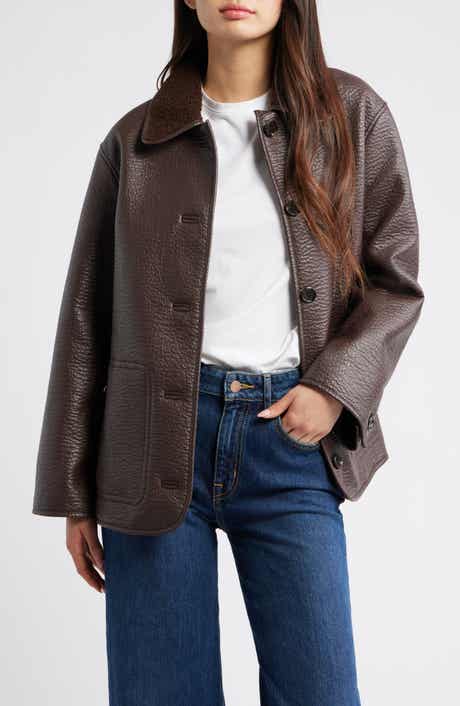 Rails Luis Faux Leather Jacket with Faux Shearling Collar
