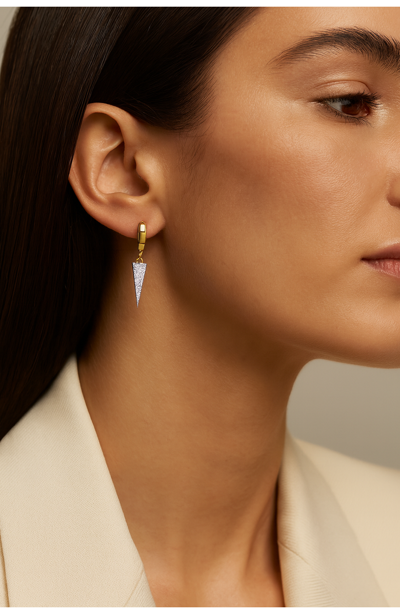 ELLIOT YOUNG 14K Huggies with Pave Diamond Triangles, Alternate, color, Gold