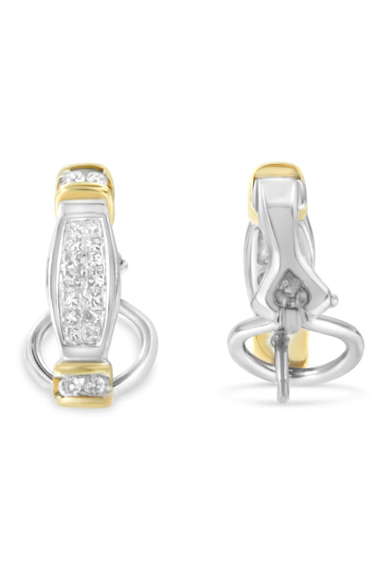 14K Two-Toned Gold 0.5 cttw and Princess Cut Diamond Earrings, Alternate, color, Yellow