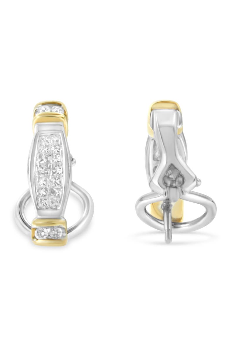 Haus of Brilliance 14K Two-Toned Gold 0.5 cttw and Princess Cut Diamond Earrings, Alternate, color, Yellow