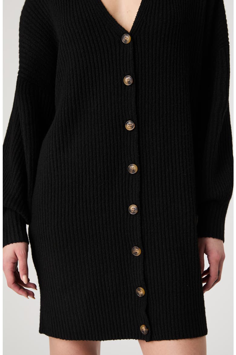 Babysoft Rib Button Front Long Sleeve Sweater Dress, Alternate, color, 01-BLACK