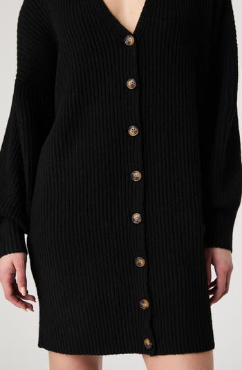 Babysoft Rib Button Front Long Sleeve Sweater Dress