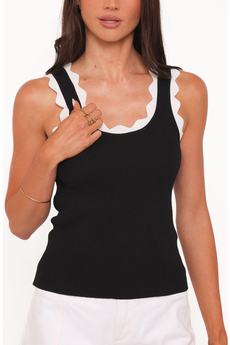 Johnson Scalloped Trim Tank, Alternate, color, BLACK WHITE