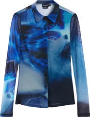 Desigual Prink Mesh Button-Up Shirt