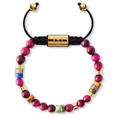 Pink Tiger Eye Beaded Bracelet