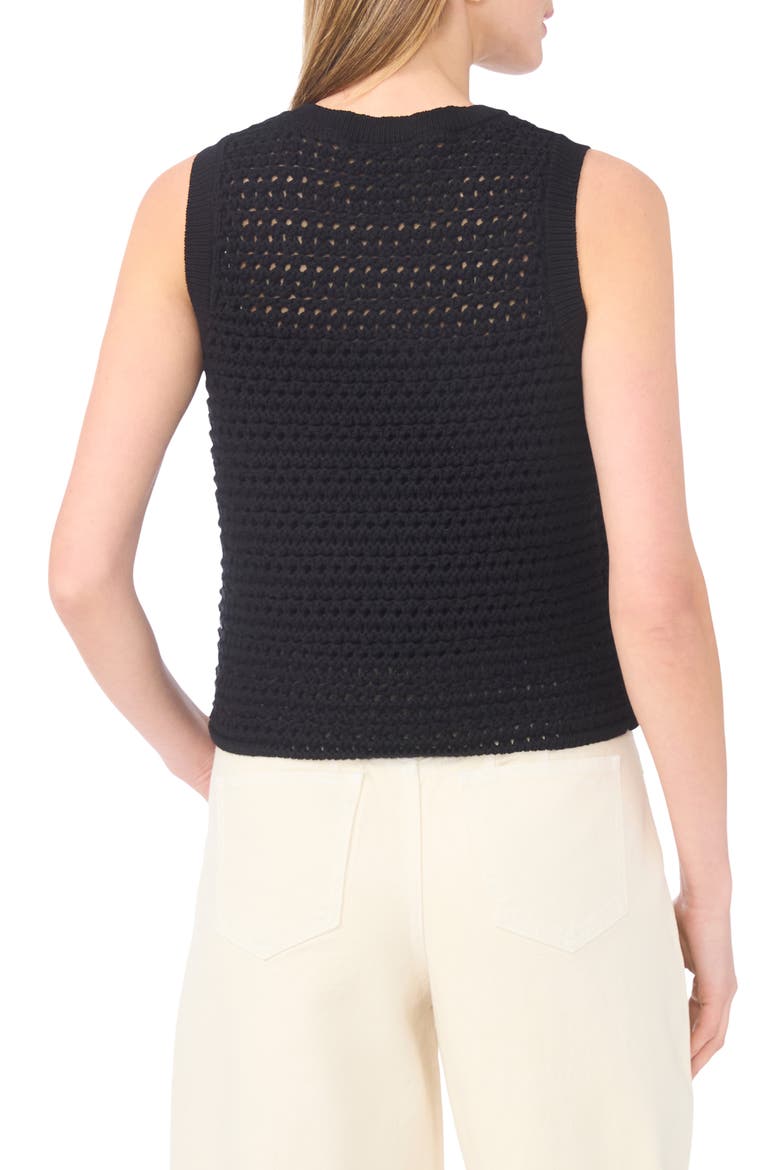 Open Stitch Cotton Blend Sweater Tank, Alternate, color, RICH BLACK