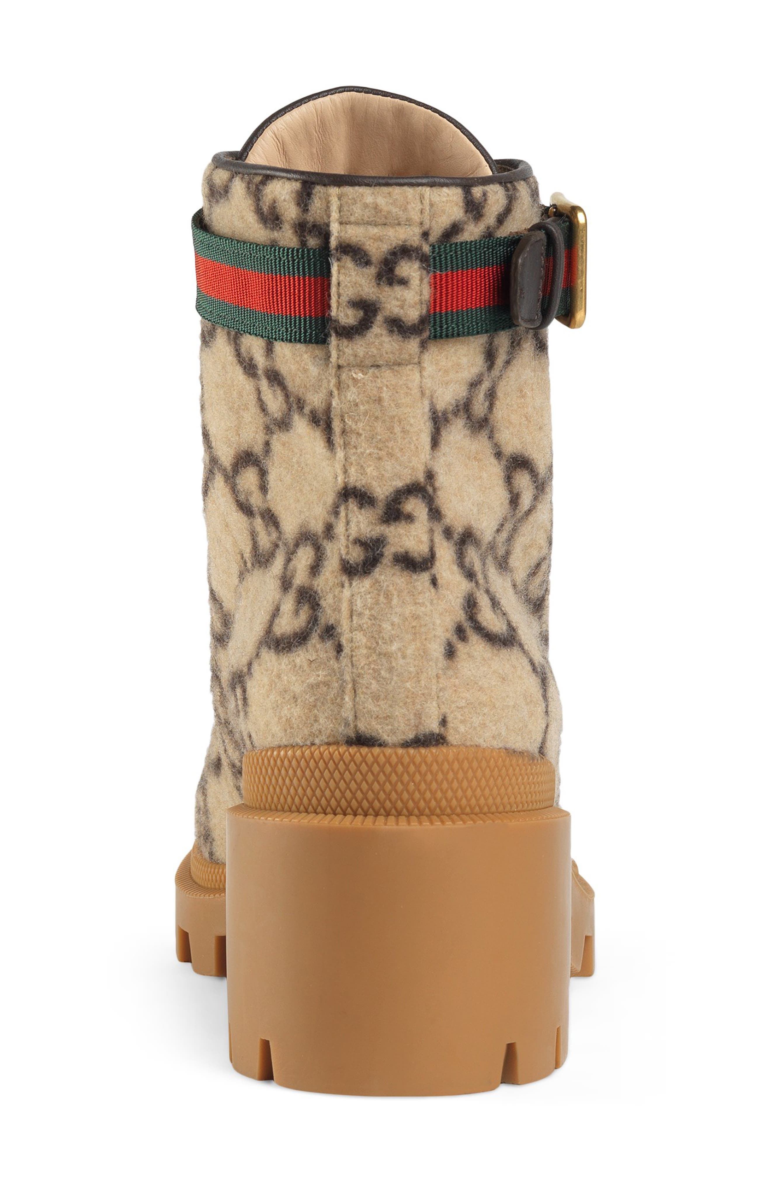 Gucci Trip GG Monogram Wool Combat Boot, Alternate, color, 