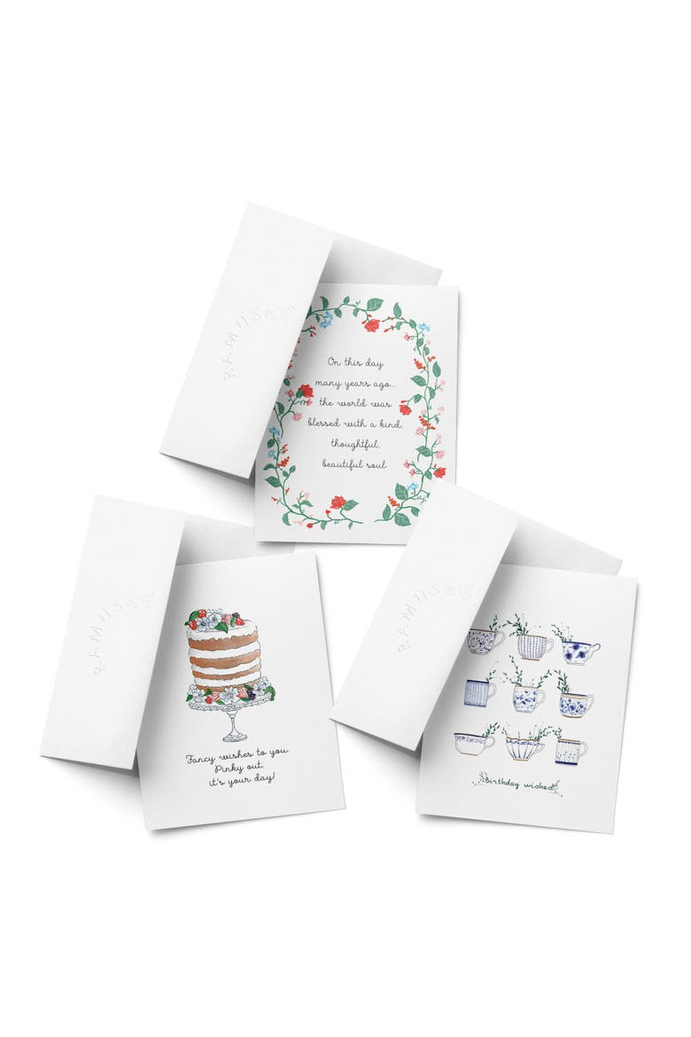 Birthday Assorted Greeting Card Pack (3ct) "Tea, Flowers, Cake", Main, color, Multi-Pack