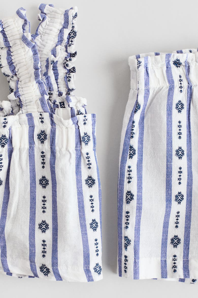 2-piece Top And Shorts Set, Alternate, color, White/blue striped