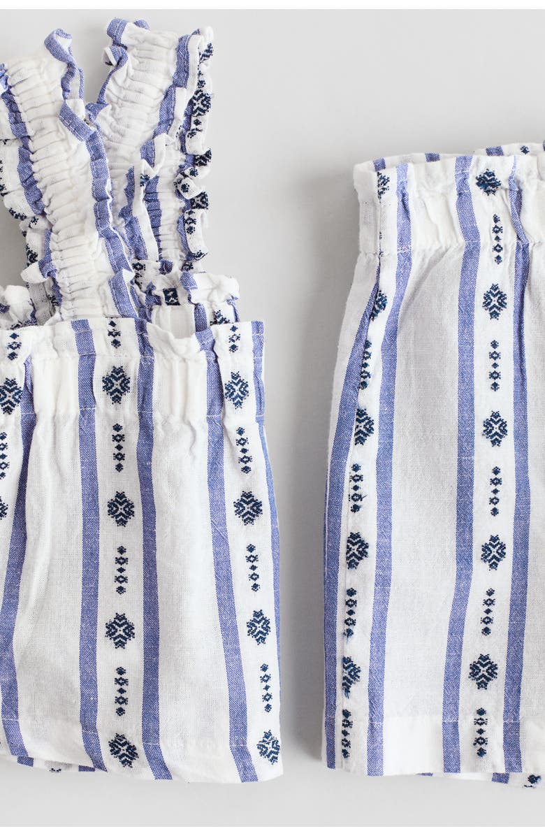 H&M 2-piece Top And Shorts Set, Alternate, color, White/Blue Striped
