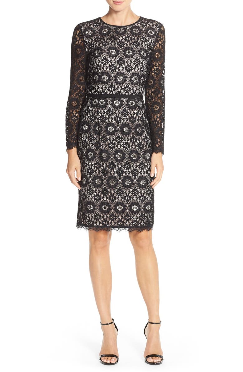 Maggy London Lace Sheath Dress, Alternate, color, 
