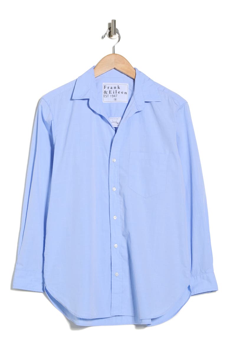 Boyfriend Cotton Button-Up Shirt, Alternate, color, SHIRTING BLUE W/ WHITE BIB