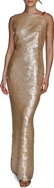 Donna Karan New York Paillette Sequin Column Gown
