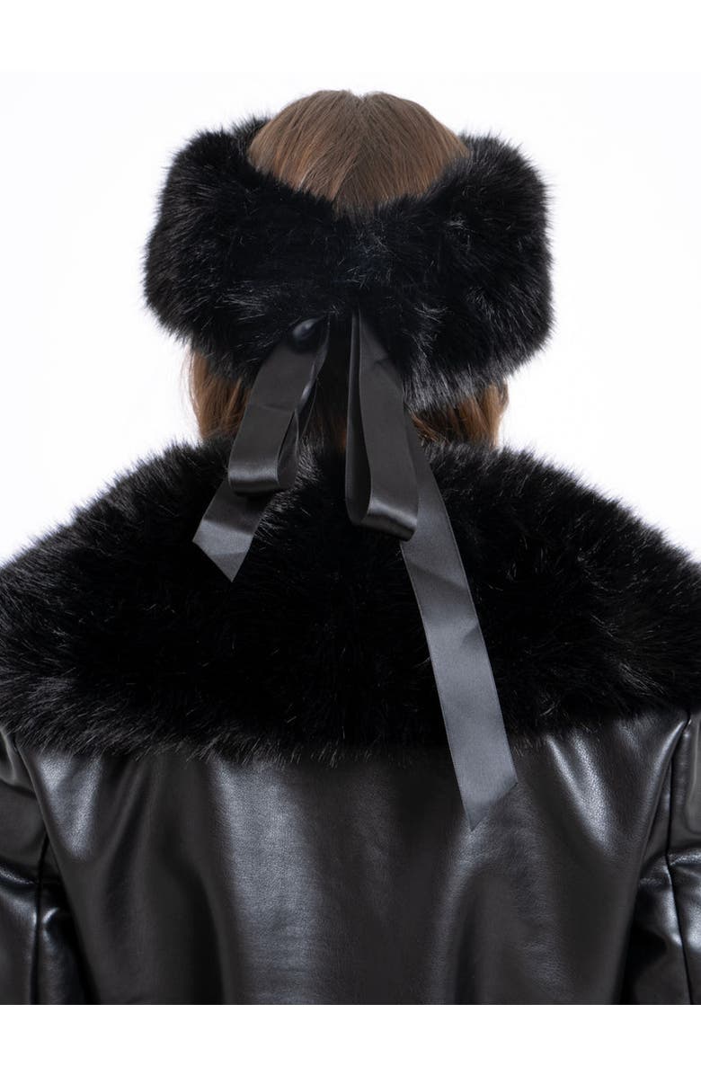 Miss Circle Wrap Around Vegan Fur Hat Headband, Alternate, color, Black