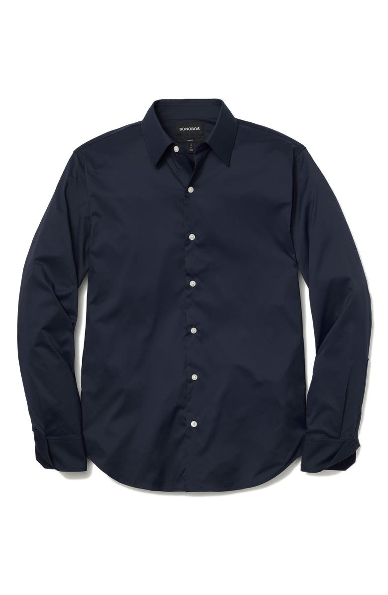 Bonobos Tech Slim Fit Solid Navy Performance Button-Down Shirt, Main, color, Solid - Navy Stormcoat