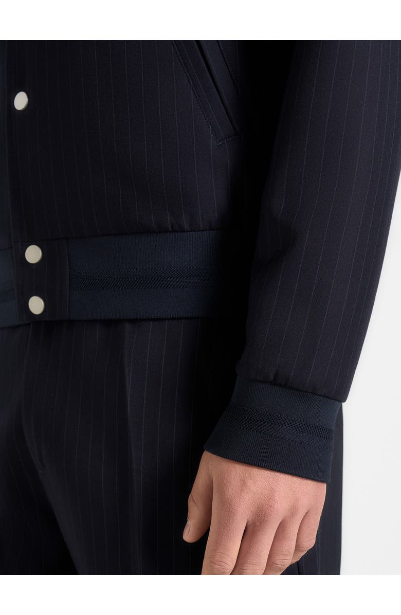 Manière De Voir Savin Pinstripe Bomber Jacket, Alternate, color, Navy