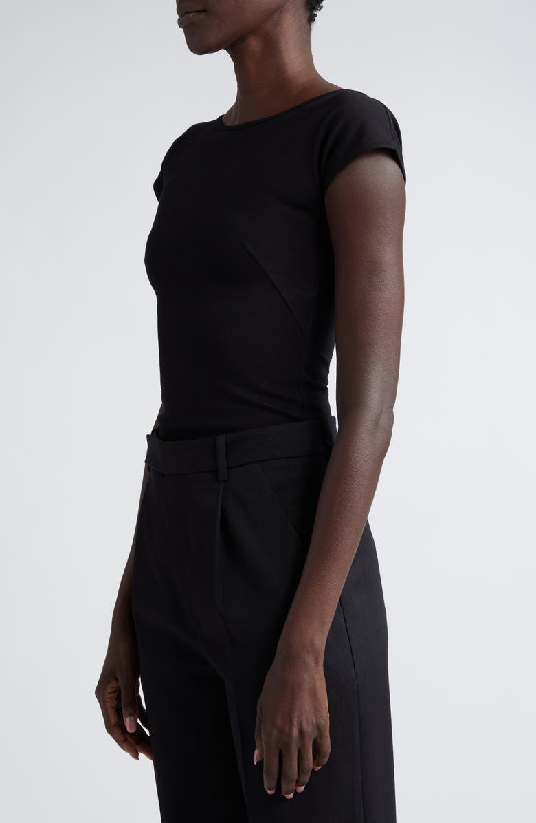 Akris punto Scoop Back Cap Sleeve Jersey Top, Alternate, color, 009 Black