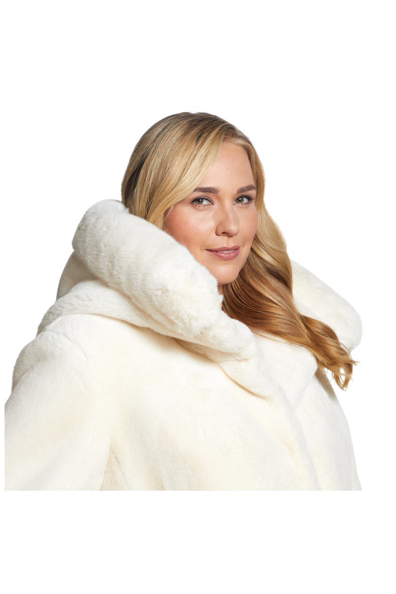 Hooded Faux Fur Coat, Alternate, color, CREAM