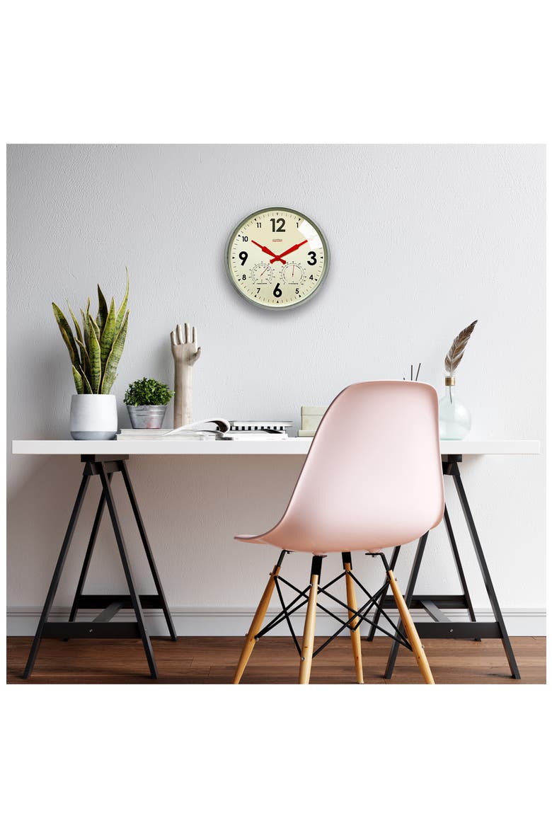 Factory Outdoor Wall Clock & Weather Station (Nordstrom Exclusive), Alternate, color, GREY