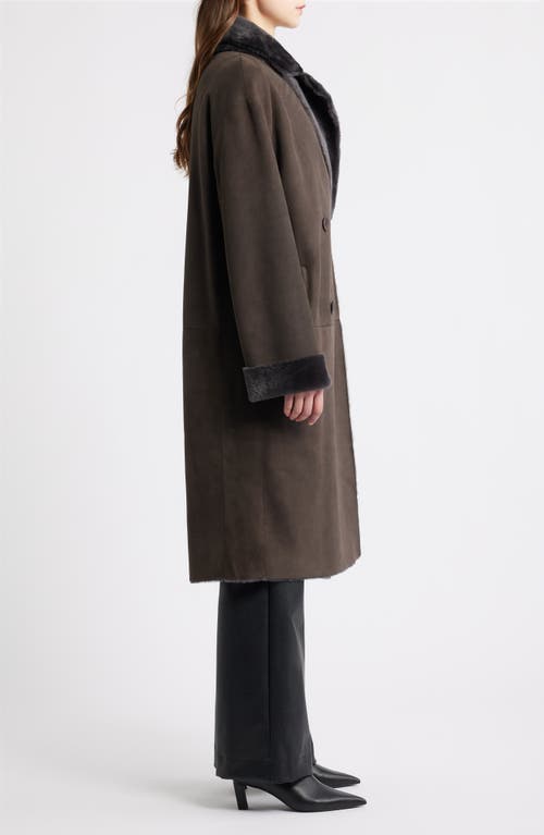 Hiso Elle Reversible Genuine Sheared Shearling Coat In Burgundy