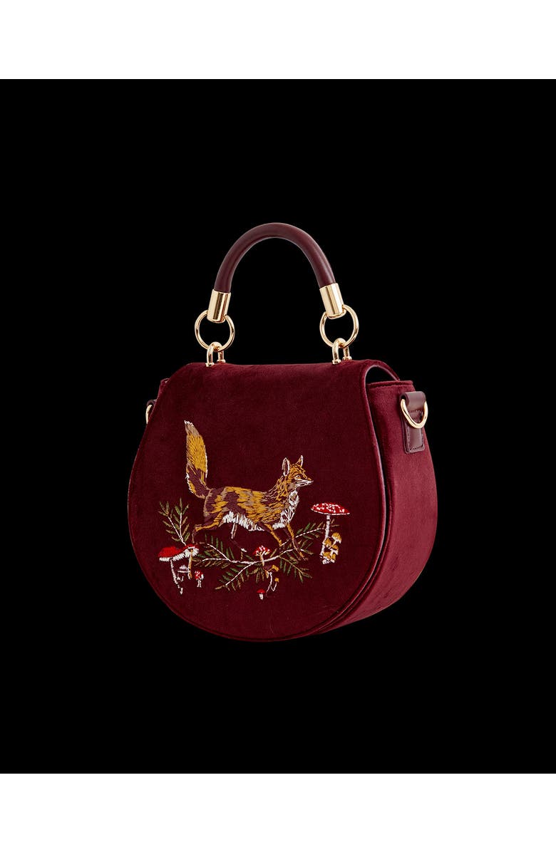 Fable England Fox & Mushroom Embroidered Saddle Bag, Alternate, color, Red