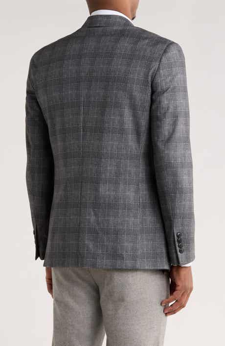 Slim Fit Plaid Stretch Knit Blazer