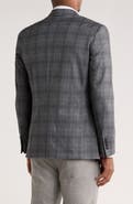 Duchamp Slim Fit Plaid Stretch Knit Blazer